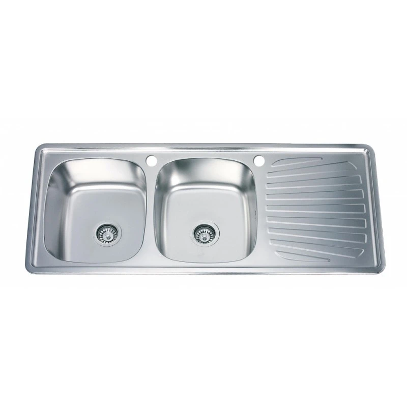 Комплект кухненска мивка Inter Ceramic Kitchen Line ICF 7163105C, За вграждане, Алпака, Двукоритна, С десен плот, Стоящ смесител с висок и въртящ се чучур, 120 x 50 см, Цвят хром